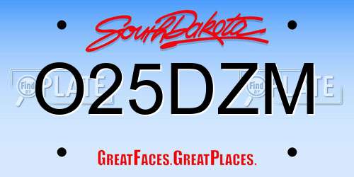 O25DZM South Dakota License Plate