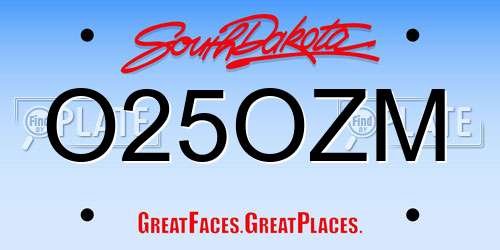 O25OZM South Dakota License Plate