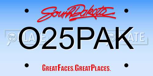O25PAK South Dakota License Plate