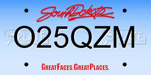 O25QZM South Dakota License Plate