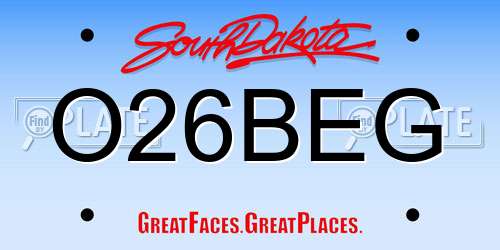 O26BEG South Dakota License Plate