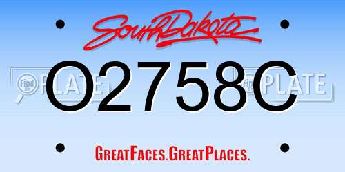 O2758C South Dakota License Plate