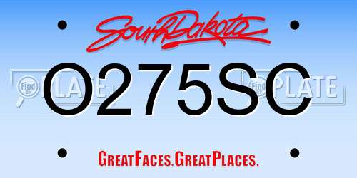 O275SC South Dakota License Plate