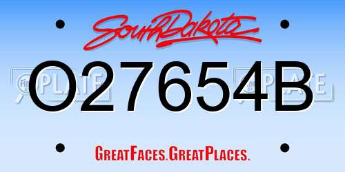 O27654B South Dakota License Plate