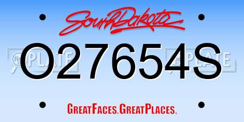 O27654S South Dakota License Plate