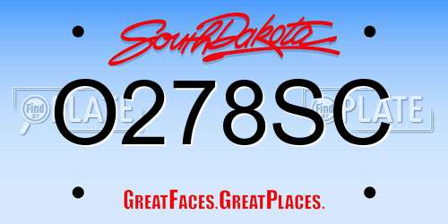 O278SC South Dakota License Plate
