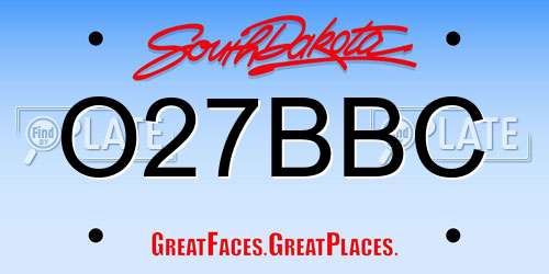 O27BBC South Dakota License Plate