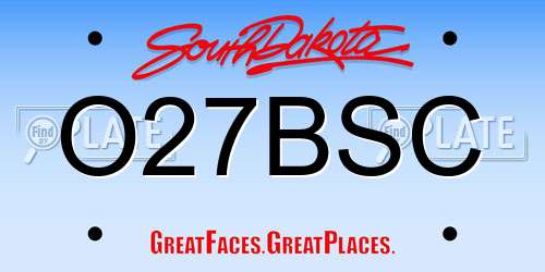 O27BSC South Dakota License Plate