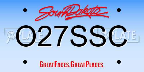 O27SSC South Dakota License Plate