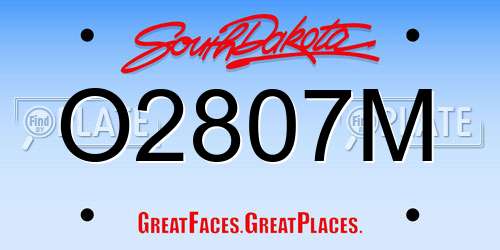 O2807M South Dakota License Plate