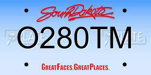 O280TM South Dakota License Plate