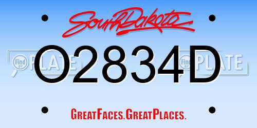 O2834D South Dakota License Plate
