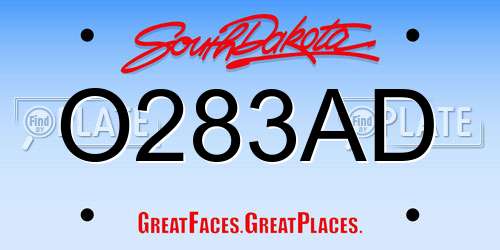 O283AD South Dakota License Plate