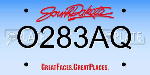O283AQ South Dakota License Plate
