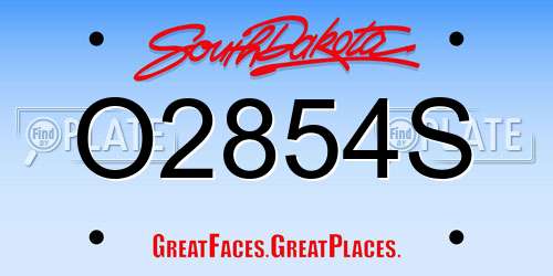 O2854S South Dakota License Plate