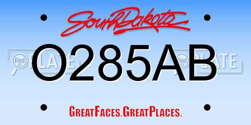O285AB South Dakota License Plate