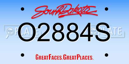 O2884S South Dakota License Plate