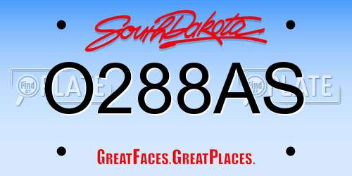 O288AS South Dakota License Plate