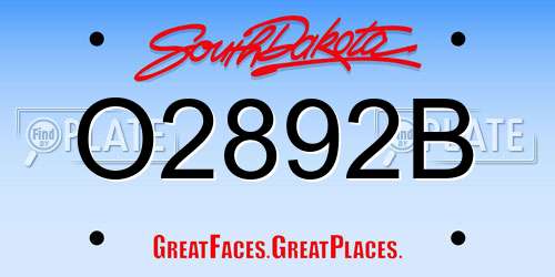 O2892B South Dakota License Plate