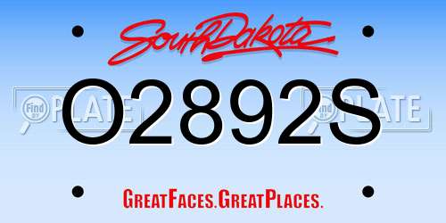 O2892S South Dakota License Plate