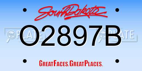O2897B South Dakota License Plate