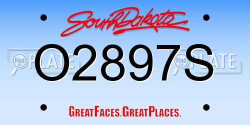 O2897S South Dakota License Plate