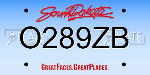 O289ZB South Dakota License Plate