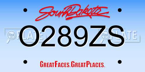 O289ZS South Dakota License Plate