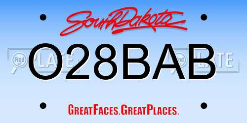 O28BAB South Dakota License Plate