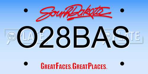 O28BAS South Dakota License Plate