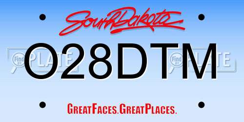 O28DTM South Dakota License Plate