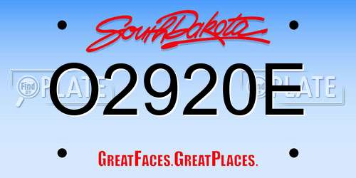 O2920E South Dakota License Plate