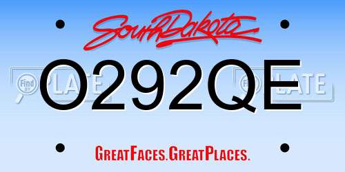 O292QE South Dakota License Plate
