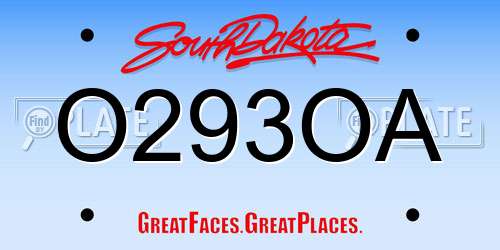 O293OA South Dakota License Plate