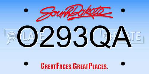 O293QA South Dakota License Plate
