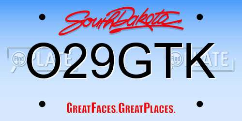 O29GTK South Dakota License Plate