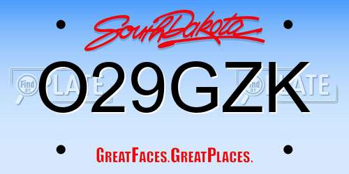 O29GZK South Dakota License Plate