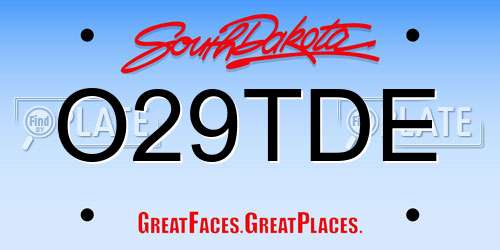 O29TDE South Dakota License Plate