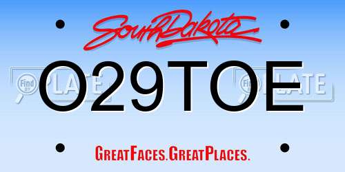 O29TOE South Dakota License Plate