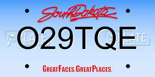 O29TQE South Dakota License Plate