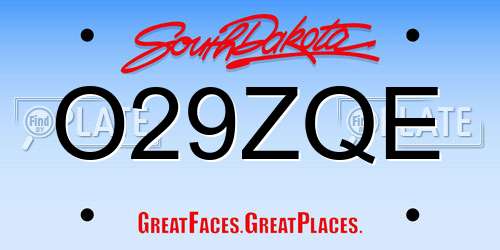 O29ZQE South Dakota License Plate