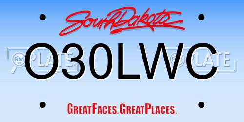 O30LWC South Dakota License Plate