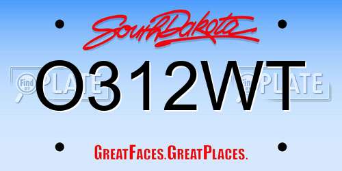 O312WT South Dakota License Plate