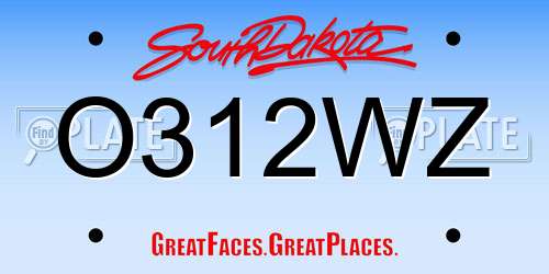 O312WZ South Dakota License Plate