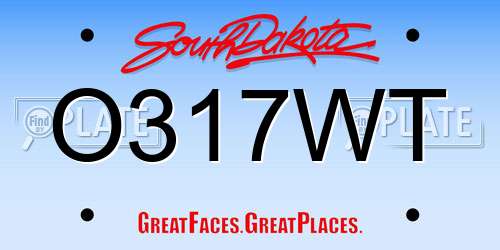 O317WT South Dakota License Plate