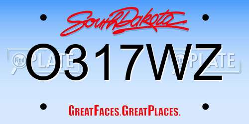 O317WZ South Dakota License Plate