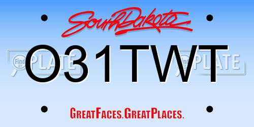 O31TWT South Dakota License Plate
