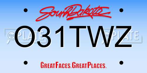 O31TWZ South Dakota License Plate