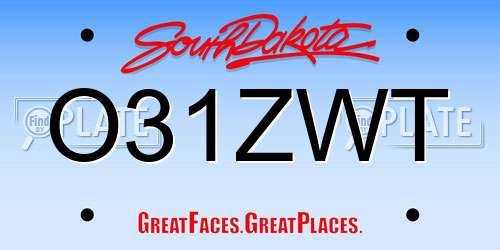 O31ZWT South Dakota License Plate