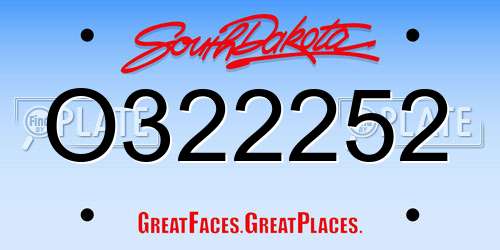 O322252 South Dakota License Plate